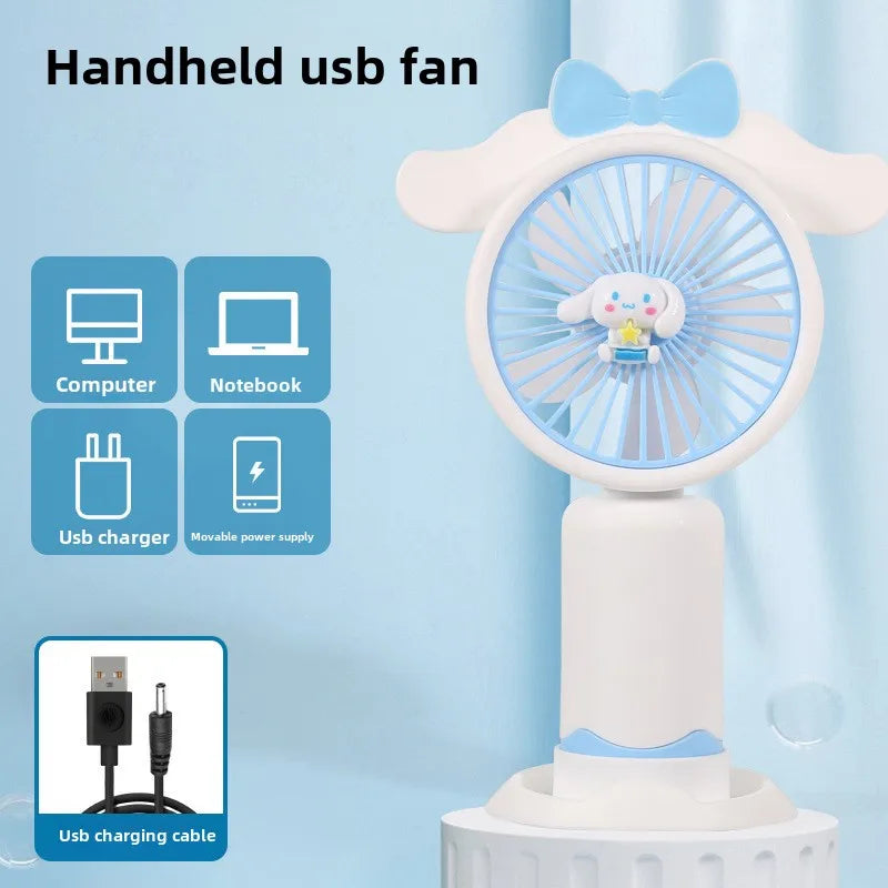 Carvallo Mini Handfläkt med mobilhållare | Bärbar & Återuppladdningsbar | Cartoon-design | USB-fläkt för kontor & present Carvallo