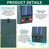 Carvallo Ultrasonisk Fågelavskräckare Solar | Med LED & Rörelsesensor | Vattentät IP58 | 600 m² Täckning Carvallo