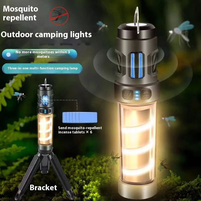 Carvallo Trek+ Campinglampa med myggskydd | Uppladdningsbar, LED-ficklampa & stativ | 5 ljuslägen & powerbank-funktion – IP44 Carvallo