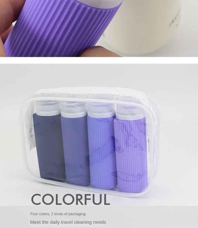 Carvallo Uitstroomvrije Siliconen Reisflessen 4-pack | 89 ml (TSA-conform) | BPA-vrij & Navulbaar | Met Rits Toilettas Carvallo