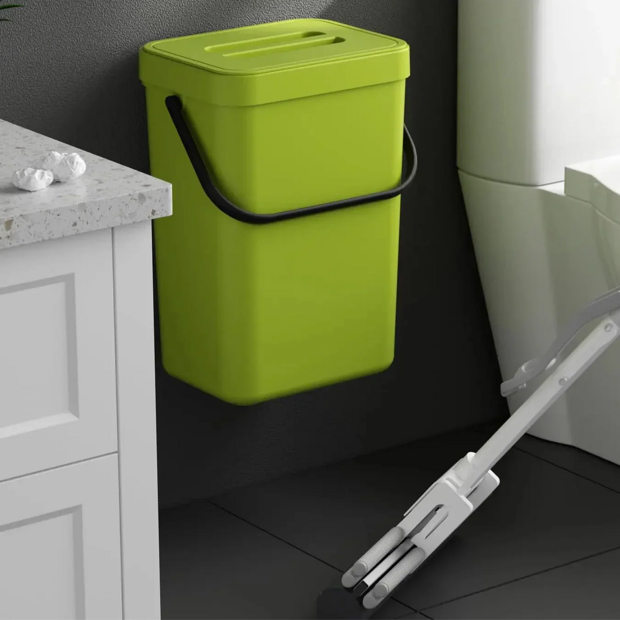 Carvallo Mini Soptunna | Med Lock | Hängande & Väggmontering | Kompakt & Luktblockerande | För Kök, Bad & Kontor Carvallo