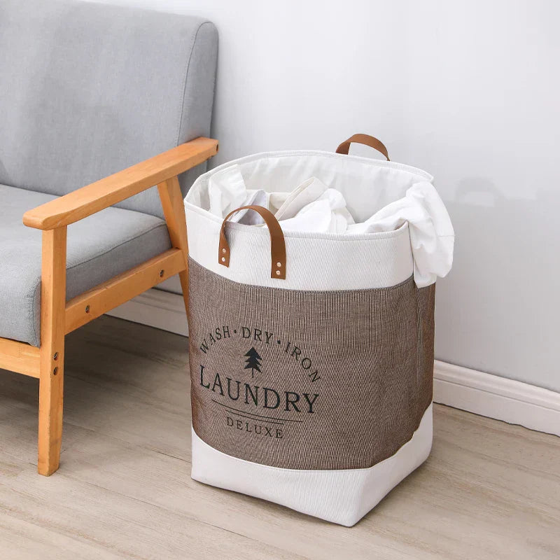 Rayvia Tvättkorg - Chic Design med Hållbara Läderhandtag Carvallo