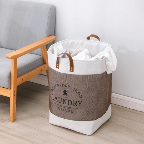 Rayvia Tvättkorg - Chic Design med Hållbara Läderhandtag Carvallo