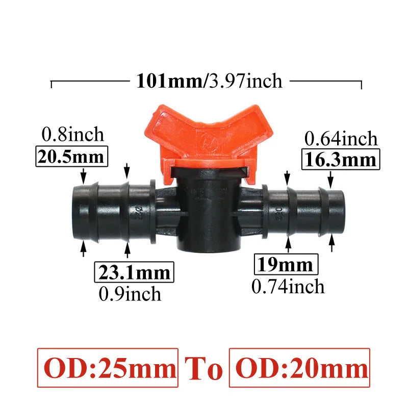 Carvallo FlowTura ConnectPro | Mini-kula ventil med slanganslutning och gänga | För trädgård, PE-slang och droppbevattning Carvallo