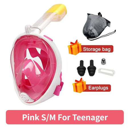 Carvallo Snorkelmask Helansikte | 180° Panorama View | Anti-dimma & läcksäker | För barn, ungdomar & vuxna Carvallo