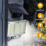 Carvallo Solar Vägglampa med Rörelsesensor | 192 LEDs | Avtagbar Solpanel med 5 m Kabel | 4 Läge & Fjärrkontroll | IP65 Vattentålig Carvallo