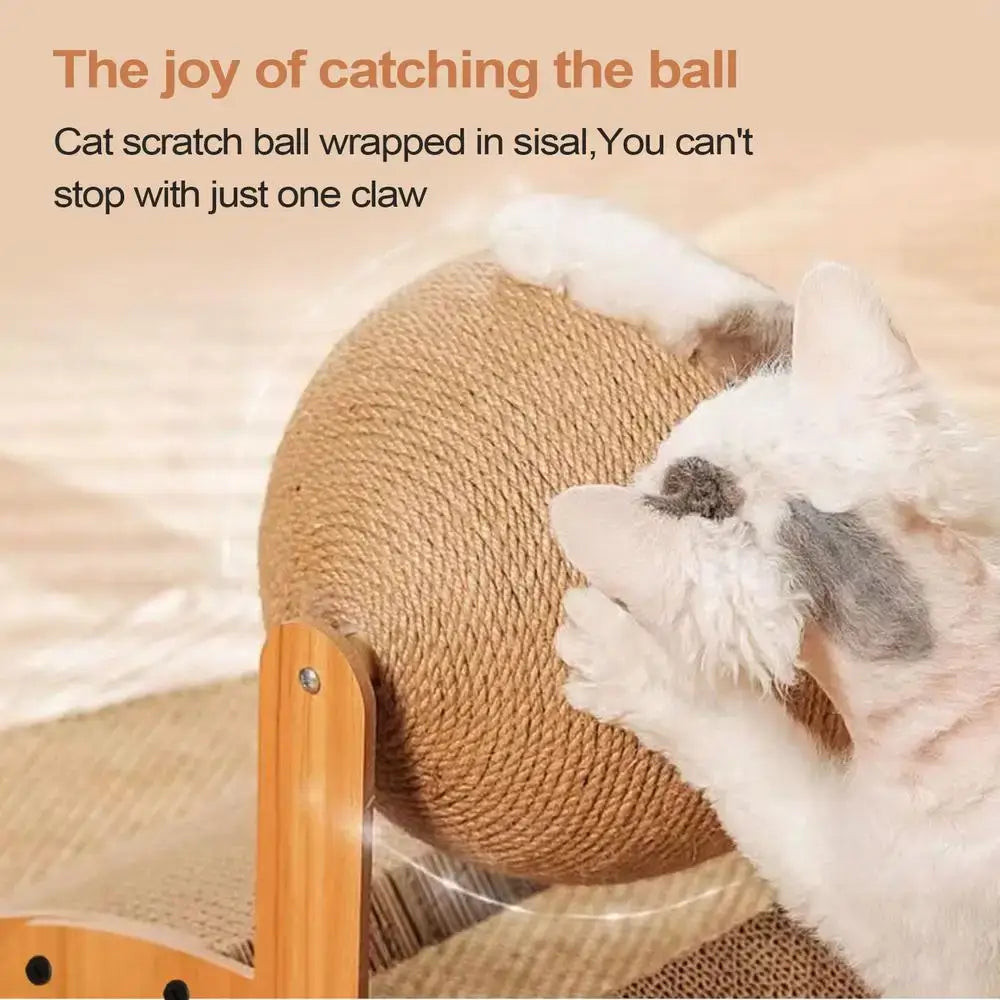 Royallure Hållbar Katt Klösträd med Snurrande Sisalboll – Hålig Design, Stabil Carvallo