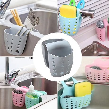 Carvallo-Organizer DuoGrip | Sadel-design i silikon för dubbelhandfat | Svamp- & tvål-hållare | Flexibel & halkfri Carvallo