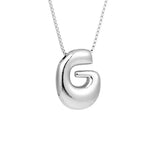 Royelux A-Z Ballong Bubbel Bokstav Hänge Halsband – Silver Chunky Initial Smycken Carvallo