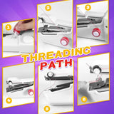 Carvallo Mini Symaskin | Bärbar & Praktisk | För DIY & Reparationer på språng | Vit/Rosa/Svart Carvallo