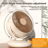 Carvallo Bordfläkt med 360° rotation | USB-fläkt med 3 hastigheter & batteri | Tyst & kompakt | För kontor, sovrum & hem Carvallo