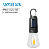 Carvallo Solar Campinglampa Vintage | Återuppladdningsbar via sol & USB | 3 ljuslägen | Bärbar & Vattentålig Carvallo