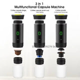 Carvallo Elektrisk Espressomaskin trådlös | 3-i-1 för kapslar & kaffepulver | Bärbar för resa, bil & camping Carvallo