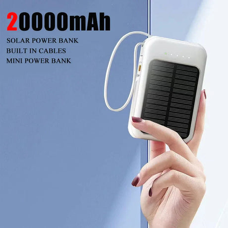 Carvallo-Powerbank Solivon Core 20K | 20.000 mAh | Med integrerade kablar & LED-lampa | För iPhone, Samsung, Xiaomi & mer Carvallo