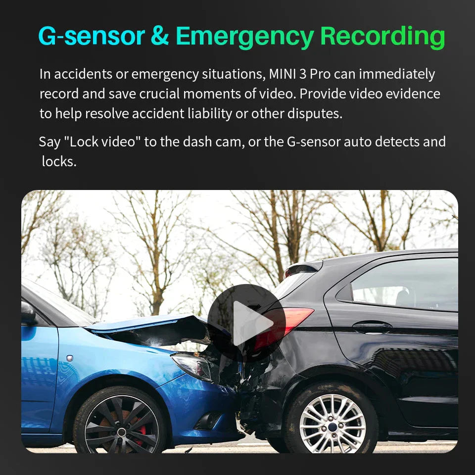 Royallure Mini Dash Cam med WiFi, röststyrning och 24H parkeringsvideoinspelare Carvallo