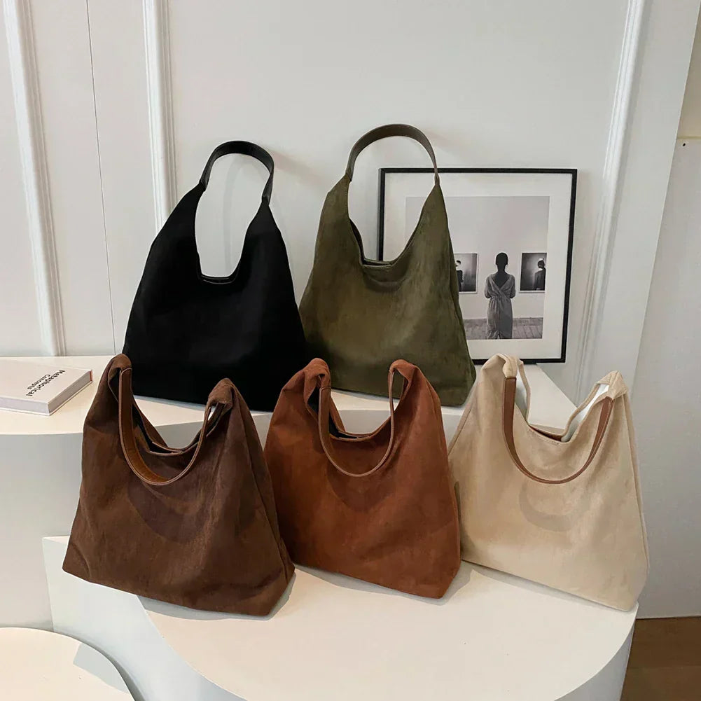 Skulderväska Faux Suede Mjuk Tote för Kvinnor Carvallo