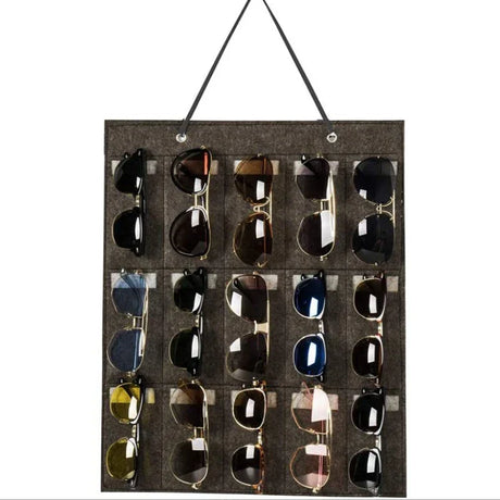 Carvallo Organizer | Väggmonterad glasögonhållare | Fällbar förvaringsväska för solglasögon | Platssparande & dammtålig | 42 × 38 cm Carvallo