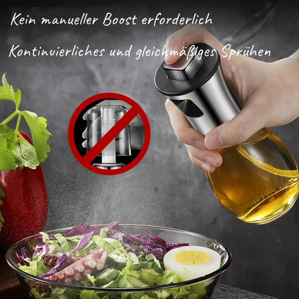 Carvallo Pro  Ölsprayer 200 ml | Fin dimma & förbättrad munstycke | För olja, vinäger & citronsaft | Rostfritt stål & glas Carvallo