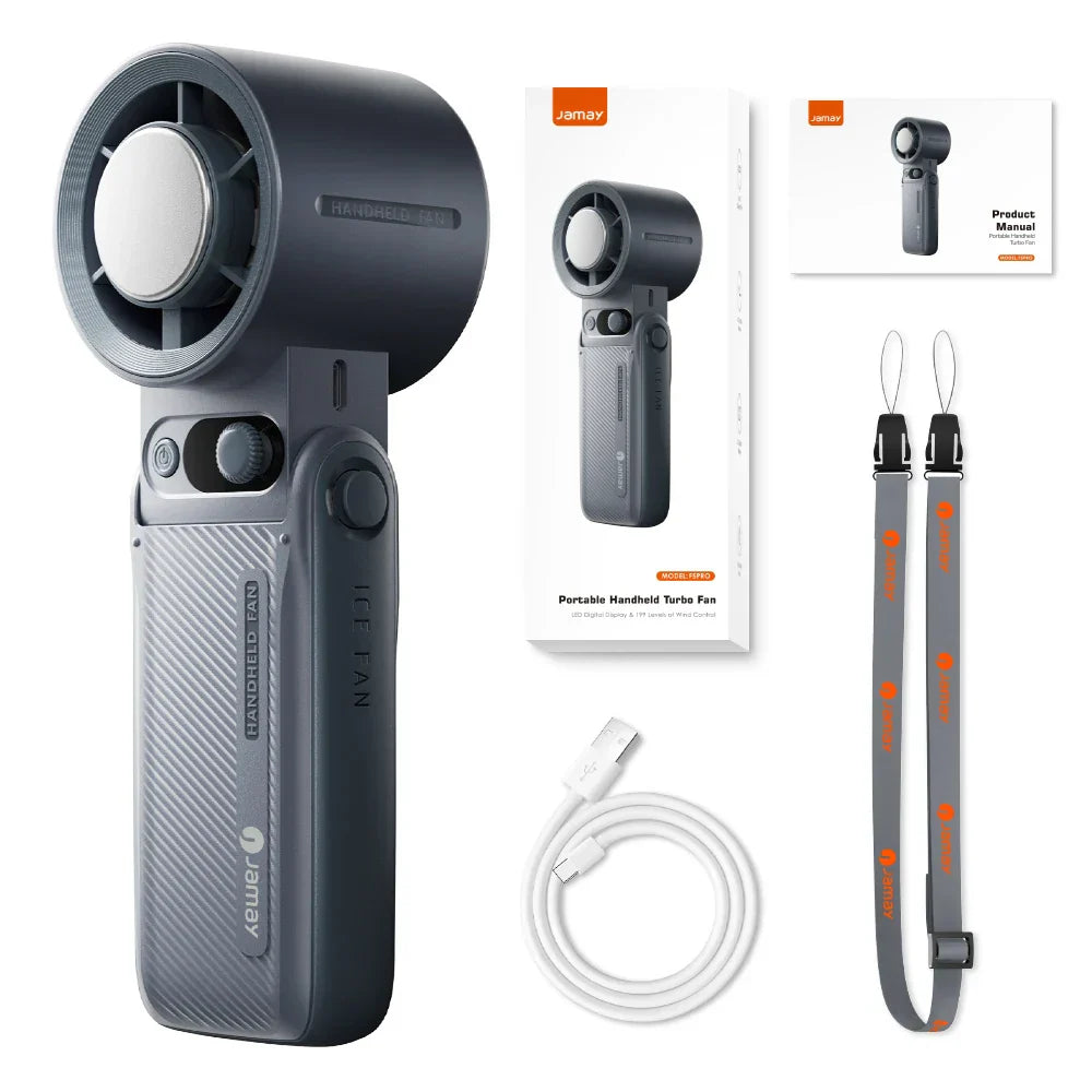 Carvallo 3-i-1 Bärbar Fläkt F5PRO | Hängande, Bord- & Handfläkt | 38000 mAh Batteri | LED-display & Omedelbar kylning Carvallo