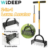 Carvallo AirCore Pro 2-i-1 Handgräsmatta-luftare av stål | Med 16 spikar & 8 jordkärnor | För trädgård, gräsmatta & markvård Carvallo