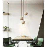 Hänglampa av travertin – Minimalistisk rund LED-hänglampa i Wabi-Sabi-stil Carvallo