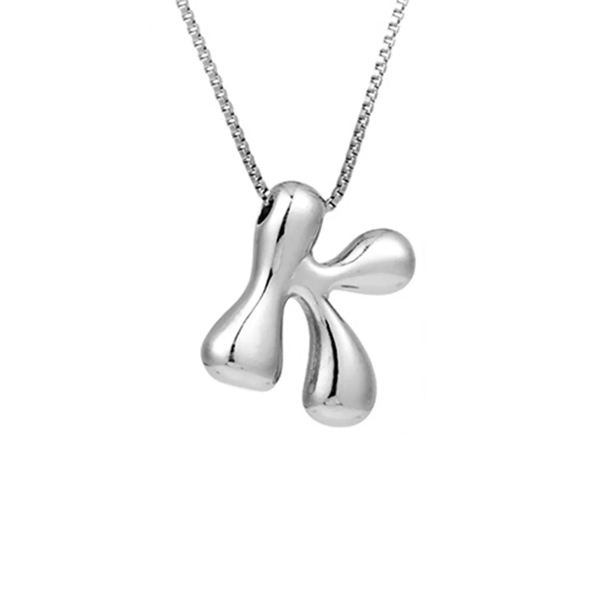 Royelux A-Z Ballong Bubbel Bokstav Hänge Halsband – Silver Chunky Initial Smycken Carvallo