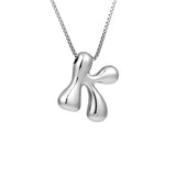 Royelux A-Z Ballong Bubbel Bokstav Hänge Halsband – Silver Chunky Initial Smycken Carvallo