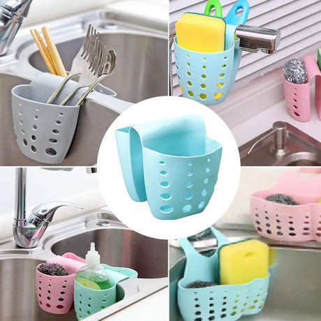 Carvallo-Organizer DuoGrip | Sadel-design i silikon för dubbelhandfat | Svamp- & tvål-hållare | Flexibel & halkfri Carvallo