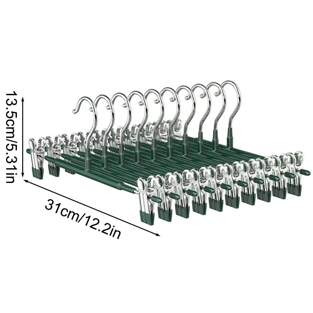 Carvallo rostfria stångklädhängare med klämmor | Justerbar & halkfri | För kjolar, byxor & underkläder | Platsbesparande & sömlös Carvallo