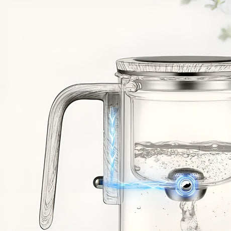 Glasteekanna med trähandtag – En-klicksfilter | Perfekt för löst te & Puer Carvallo