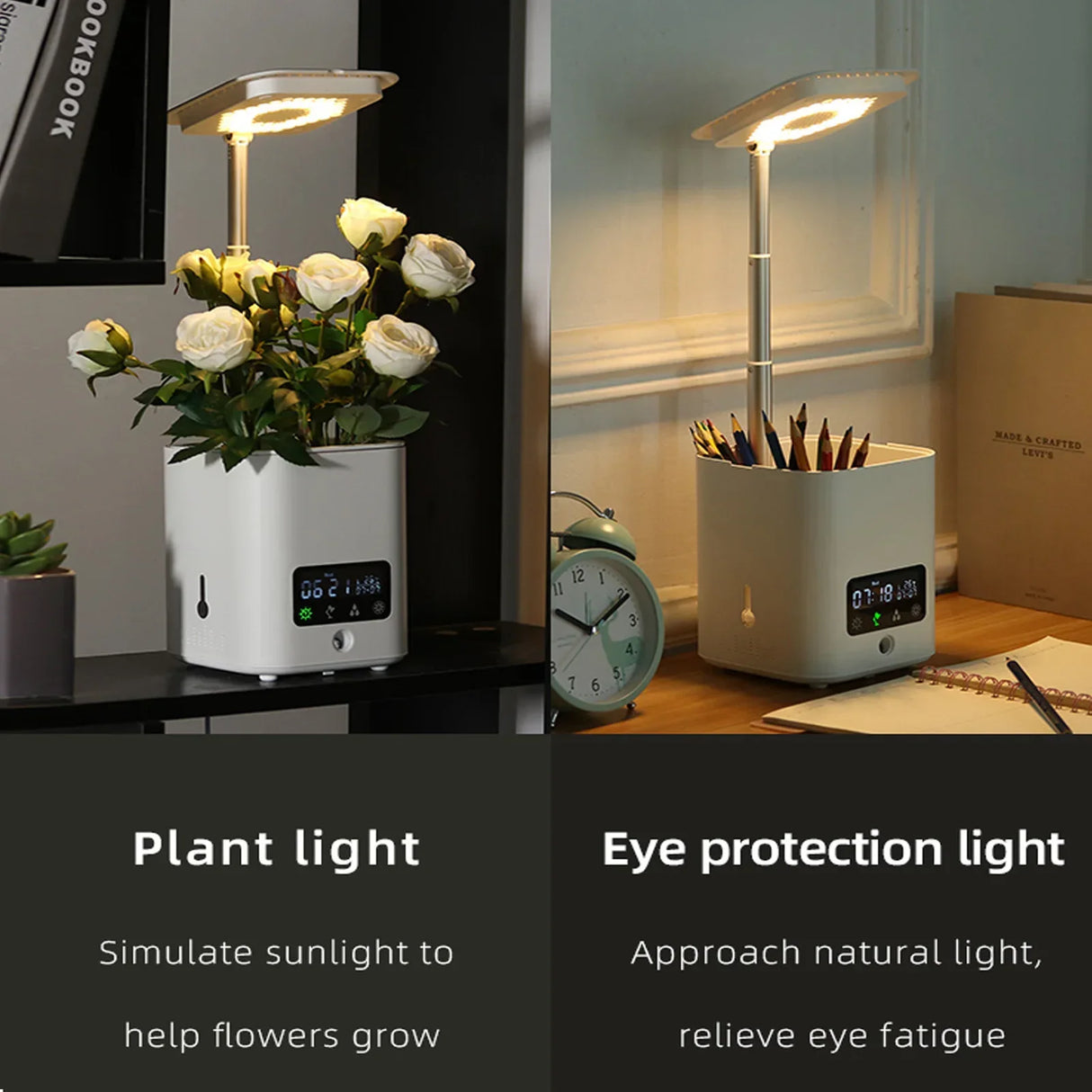 Multifunktionell intelligent hydroponisk växtkruka med kalender, diffusor och skrivbordslampa Carvallo