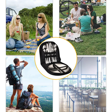 Carvallo Bestickset Silviora Gear | 10/20-delar | Rostfritt stål | För utomhus, picknick & resor Carvallo