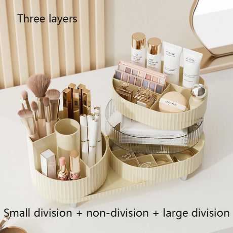 Carvallo SpinBox Rotating Makeup Organizer in Plastic | Cosmetic Box with Compartments | 360° Rotating & Space-Saving | Acrylic Look Carvallo