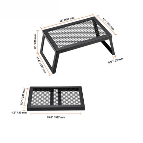 Carvallo Fold Fällbar Grillgaller | Bärbar Rostfritt Stål-Grillställning | För BBQ, Camping & Utomhus | 32 × 21 × 16 cm Carvallo