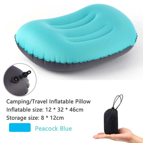 Carvallo Uppblåsbart Utomhus kudd | Komprimerbar & Fällbar | Nackstöd för Camping, Vandring & Resor Carvallo