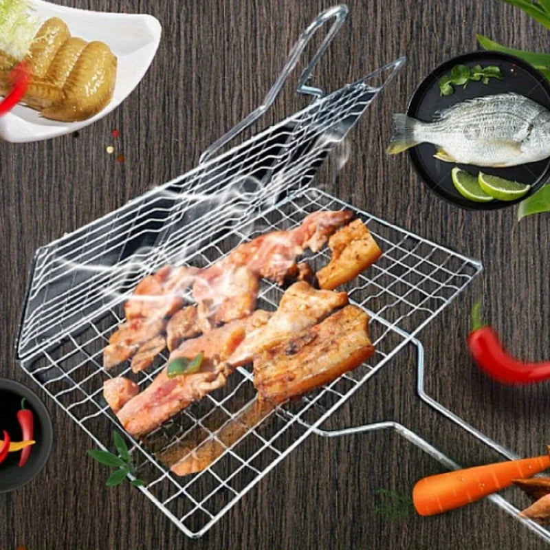 Carvallo GrillMate Grillkorg Rostfritt stål | Fällbar & Non-stick | Med handtag | För kött, fisk & grönsaker | Högtemperaturbeständig Carvallo
