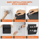 Carvallo Hängande Skohängare med Klisterremsa | Djupa Hyllor & Rostfritt Stålram | Platsbesparande Förvaring för Dörr, Camper & Skåp – 46,5×42,9×16,5 cm Carvallo