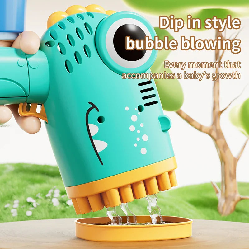 Carvallo såpbubblepistol DinoBubble 40X Pro | 40 munstycken | Helautomatisk handhållen bubbelmaskin | Utan batteri & såpvattenslösning Carvallo