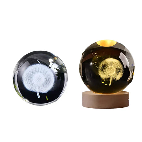 LumiCrystal - 3D LED Nattljus med Stjärnprojektor och Träbas Carvallo