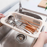 Carvallo Utdragbar diskställ | Justerbar sil för diskho | Avtorkningsställ & tvättkorg för frukt, grönsaker & tallrikar Carvallo