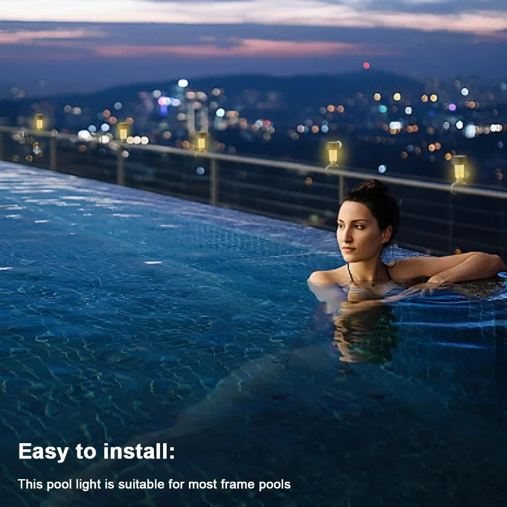 Carvallo GlowClips Solpoolbelysning 6-pack | Varmvit & RGB färgväxling | IP44 vattentålig | För staket & poolkant Carvallo