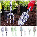 Carvallo GardenSet Trädgårdsverktygssats i rostfritt stål | 2-delad: Handskovel & Blomgaflar | 26–29,5 cm | Blommönster i 6 färger Carvallo