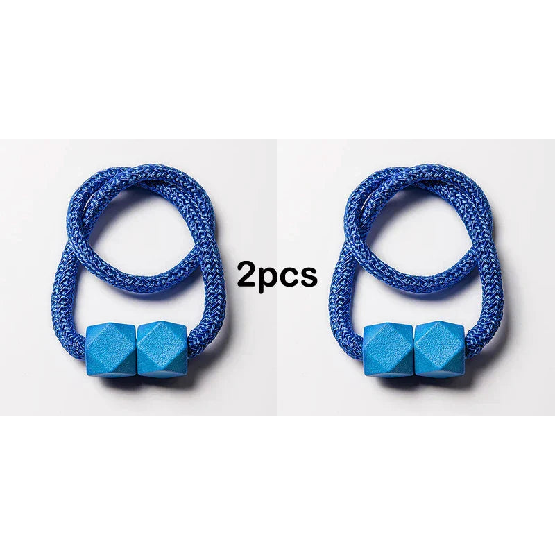 Carvallo gardinstång med magnet | 2-pack | Tjock rep-design & Stark grepp | För vardagsrum, sovrum & kök Carvallo