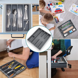 Carvallo OrdiFlex | Kompakt Organizer med 5 fack | Halkfri & Mångsidig användning | 30 × 20 × 4 cm Grå Carvallo