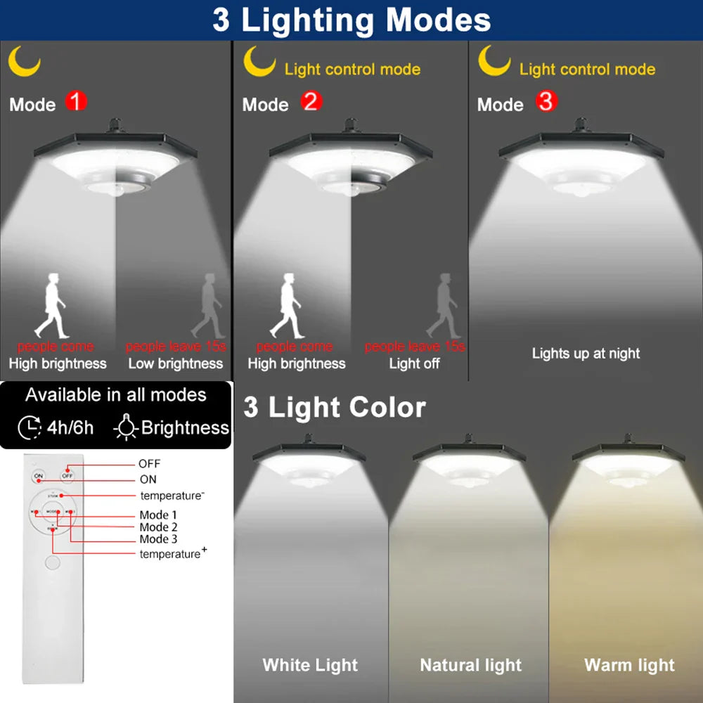 Carvallo Solar-Hänglampa | 228 LEDs | 4400mAh Batteri | 3 Ljuslägen & Fjärrkontroll | Inomhus & Utomhus | IP65 Carvallo