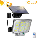 Carvallo Solar Vägglampa med Rörelsesensor | 192 LEDs | Avtagbar Solpanel med 5 m Kabel | 4 Läge & Fjärrkontroll | IP65 Vattentålig Carvallo