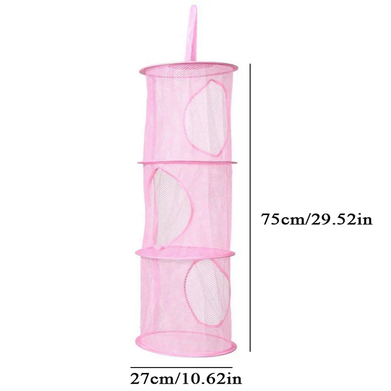 Carvallo Kids Hängende Förvaringskorg i Nätmaterial | 3-lagers Organiser för Leksaker, Tvätt & Accessoarer – 75×27 cm Carvallo