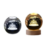 LumiCrystal - 3D LED Nattljus med Stjärnprojektor och Träbas Carvallo