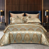 Wostar Satijn Rayon Jacquard Påslakan 220x240 Sommarluxus Dubbelsäng Duntäcke Sängkläder Set Carvallo
