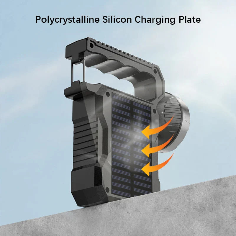 Carvallo Solar Ficklampa | 4 Ljuslägen | Uppladdningsbar med Sol & USB-C | Utomhus & Nödsituation Carvallo